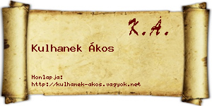 Kulhanek Ákos névjegykártya